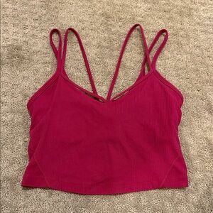 Size 4 Ribbed Strappy Cropped Lululemon Tank in Magenta